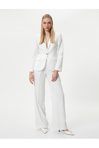 Koton Blazer Ceket Tek Düğmeli Kapaklı Cepli Kırık Beyaz 4sak50016uw 4SAK50016UW001 Ekru