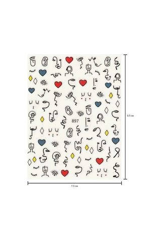 Sanatsal Yüz Ve Çizgiler Tırnak Sticker Tırnak Etiketi Nail Art Jo-897