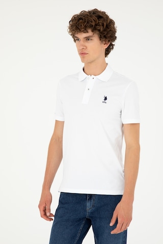 U.S. Polo Assn. Erkek Slim Fit Polo Yaka Beyaz Basic Tişört 50279581-VR013