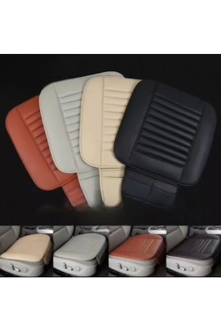 Su Geçirmez Ön Arka Araba Koltuk Minder Deri 3'lü Oturak Bej