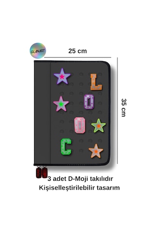Delik Serisi 25x35 Cm Ödev Dosyası, Abka Taşıyıcı Proje Dosyası Fermuarlı 1 Adet Siyah