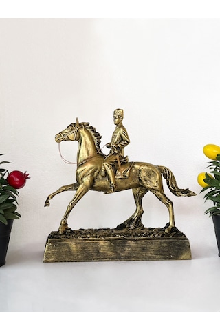 Altın Renkli Atatürk Atlı Biblo Heykeli,dekoratif Atatürk Heykeli