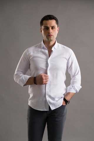 Modtime Slimfit Gofre Kumaş Yaka Düğmeli Uzun Kol Erkek 001