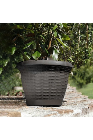 Omnipazar So-hs05 Plastik Hasır Desenli Dekoratif Saksı 25 Litre No 5