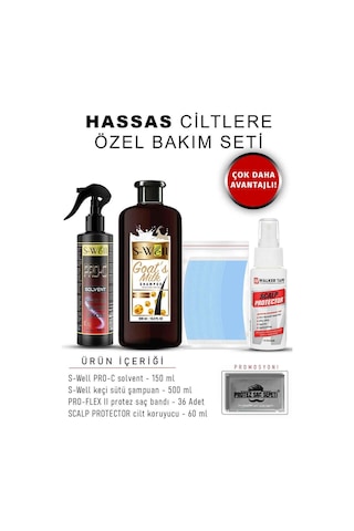 Protez Saç Bakım Seti Hassas Cilt Koruma & Bakım 4'lü Set -5444 1" X 3" 2.5cm X 7.5cm