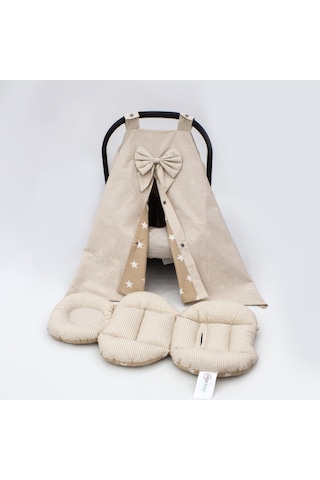 Ortopedik Puset Minderi, Örtü Ve Çarşaf, Ekose Kahverengi