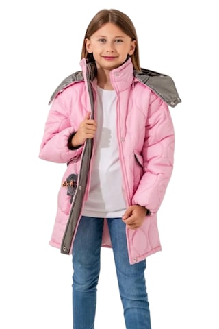 Kız Çocuk Kapitone Model Fermuar Kapama Kapüşonu Çıkabilen Astarlı Ayıcık Aksesuarlı Pembe Renk Mont Pembe