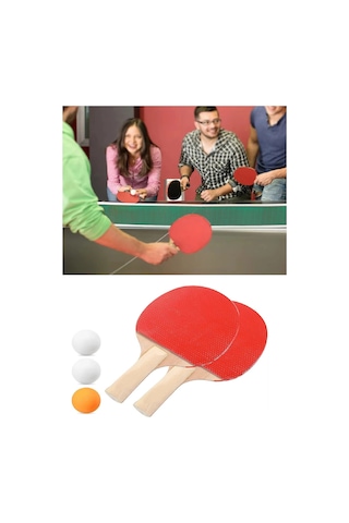 Ping Pong Masa Tenisi Seti Tenis Raketi Seti 2 Raket + 3 Ping Pong Topu Spor Aksesuarları Crchmgo