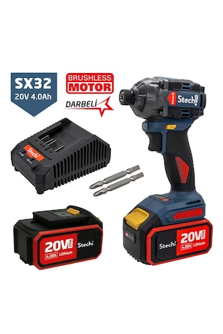 Stechend SX32-2x4.0 Çift Akülü 20 V 4 Ah Kömürsüz Darbeli Vidalama