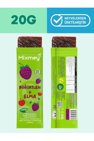 Mixmey Böğürtlen Meyve Barı 12 Adet | Atıştırmalıklar – Vegan, Glutensiz, Koruyucusuz 20g X 12adet