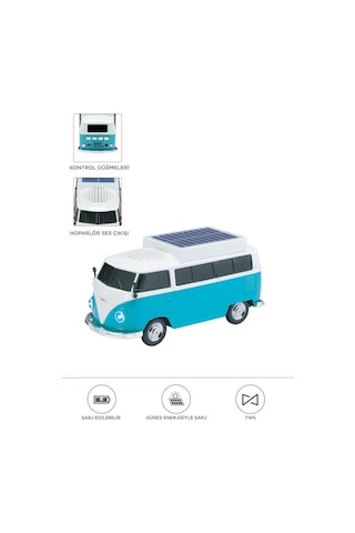 Bluetooth Hoparlör Retro Araba Vosvos Tasarımlı Solar Şarjlı Speaker D70