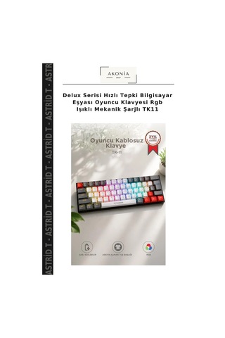 Delux Serisi Hızlı Tepki Bilgisayar Eşyası Oyuncu Klavyesi Rgb Işıklı Mekanik Şarjlı Tk11