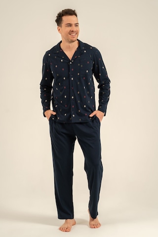 Arnetta Erkek Desenli Lacivert Gömlek Pijama Takımı Ar3854-s-v1 Ar3854-s-v1