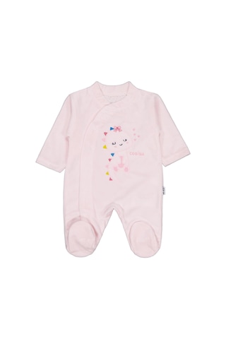 Albimini Minidamla Zürafa Nakış Çıtçıtlı 1-6 Ay Tulum - Pembe