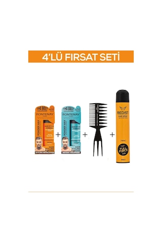 Fontenay Saç Şekillendirici Pudra Toz Wax Mat Effect Ve Ultra Strong 20gr + Şekil Tarak'ı 2 + Saç Spreyi 2 400ml 4'lü Set