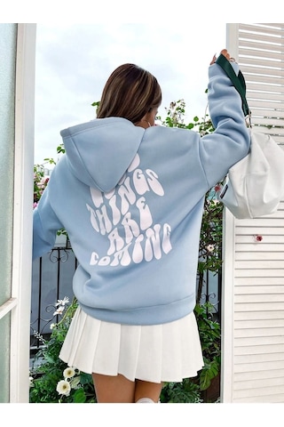 Altamira Unisex Good Things Sırt Baskılı Oversize Kapşonlu Sweatshirt 001
