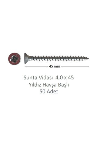 Sunta Vidası, 4,0 X 45 Mm, 50 Adet, Yhb Vida 4 x 45