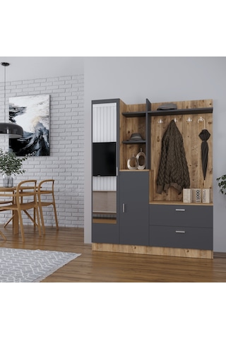 Robinhome Robin Home Jessie Vestiyer Ayakkabılık Portmanto Aynalı Raf Çam-G