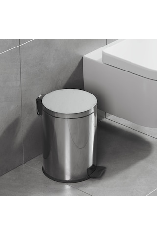 Aqua Bagno Basic Çöp Kovası - Pedallı 12 L, Parlak Krom Paslanmaz Krom