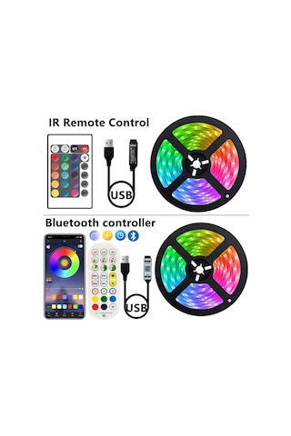 Led Şerit Işıklar 1m-8m Usb Bluetooth Rgb 5050 5v Luces Esnek Şerit Tv Masaüstü Ekran Arka Işık Diyot Bant Fita Ev İçin 24key-3m