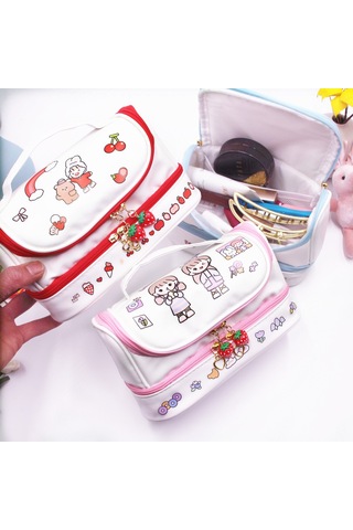 Aurora Öğrenci Kalemçantası Büyük Kapasiteli Makyaj Saklamaçantası Kırmızı