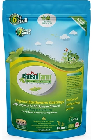 EkosolFarm Solucan Gübresi 1,5 Kg + Ekosolfarm Sıvı Solucan Gübresi 500 Ml