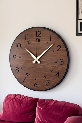 Dekoratif Yeni Modern Menkalinan Ahşap Duvar Saati 48cm Siyah