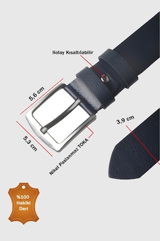 Rizzup Koyu Lacivert %100 Hakiki Deri Erkek Kemer Spor Deri Kemer, Kot Ve Keten Pantolon Uyumlu 2602680