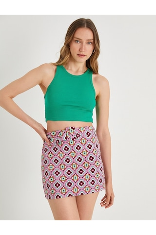 Koton Basic Crop Atlet Halter Yaka Pamuklu Yeşil 2sak10413ek Yeşil