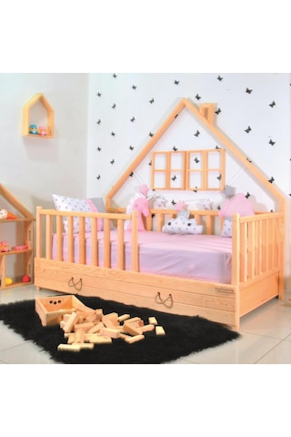 Markaawm Markaawm Montessori Çocuk Yatak Çekmeceli 90X190 Karyola Yağmur Akçaağaç