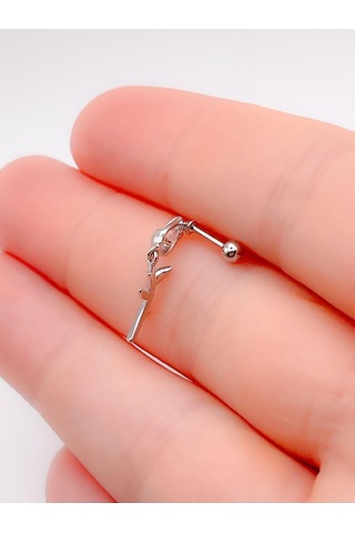 Lexroo Taşlı Gül Figürlü Kıkırdak Helix Tragus Piercing 1adet Çok Renkli