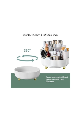 Moveevo Funest Makyaj Düzenleyici Plus, 360 Derece Dönebilen Kozmetik Masa Depolama Vitrin Kutusu Büyük Kapasiteli Yuvarlak