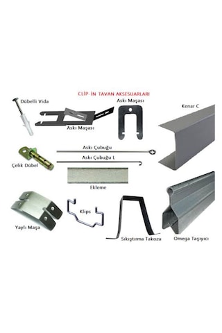 30x30 Clip-in Metal Asma Tavan Tam Takım Alüminyum Sistemi 5 M2 5 M2