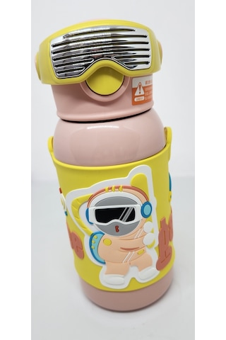 Shotay St-8812 Space 600ml Çift Başlık Kapak Termos Matara Pembe