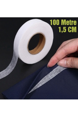 Texfix, 100m, İz Yapmayan, Kağıtsız, Hayalet Tela, Çift Taraflı Tela, Paça Telası, 1.5cm Beyaz