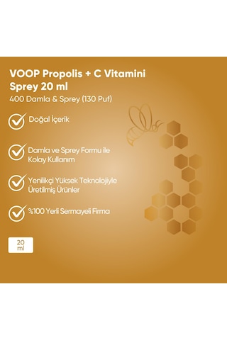 Voop Propolis + C Vitamini Sprey-Damla 20 ML