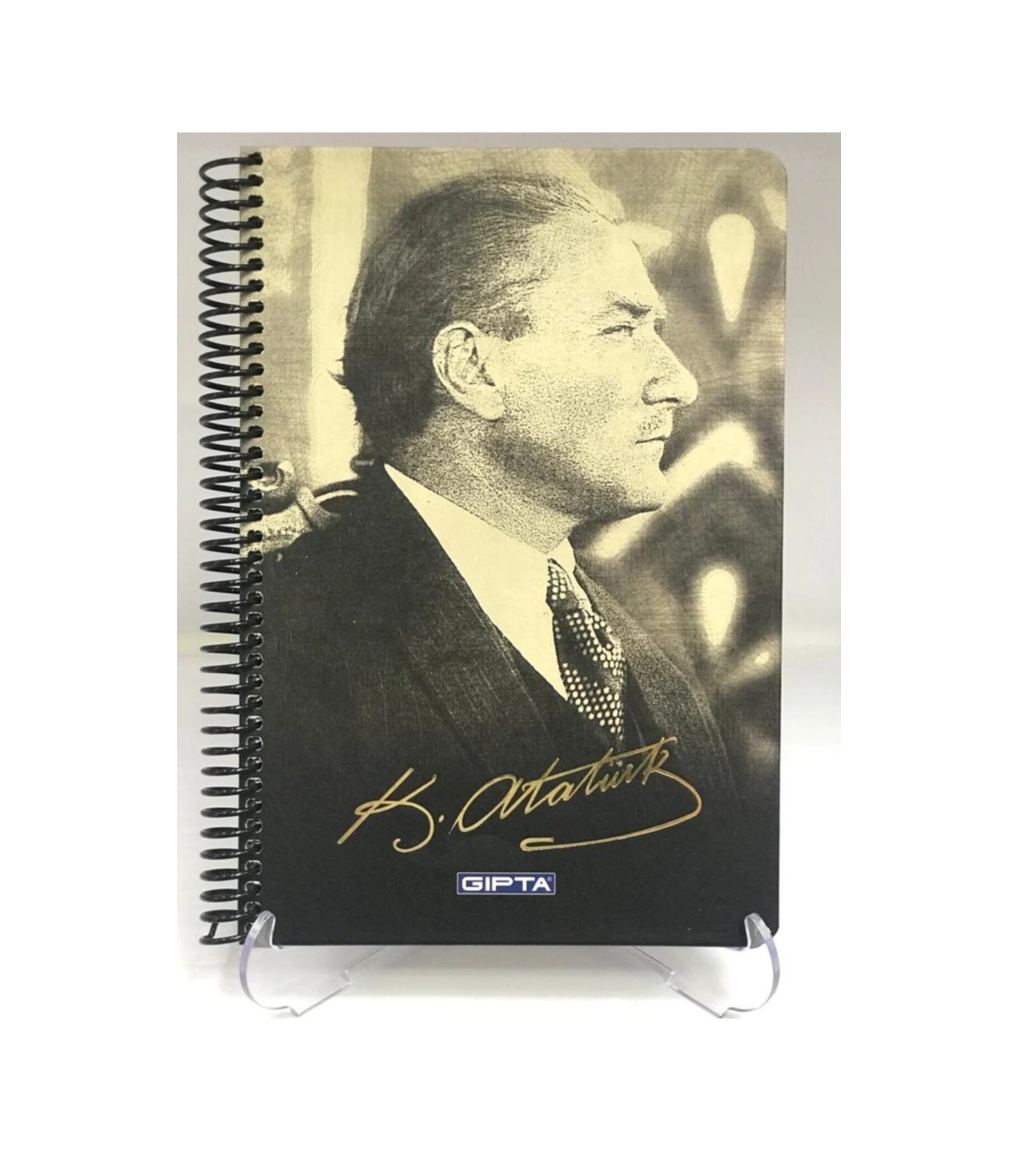 Atatürk Telli Sert Kapak Defter 17x24 100 Yaprak Kareli
