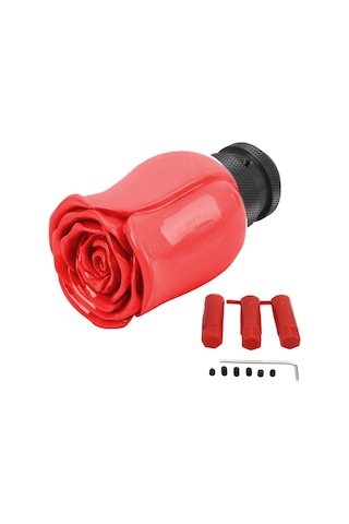 Sones Gül Çiçek Şekilli Evrensel Araç Araba Manuel Otomatik Vites Topuzu Kırmızı