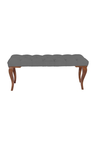 Gazzini Classic Lükens Gürgen Ayak Chester Model Kapitoneli Gri Puf Bench - Ceviz Ayak