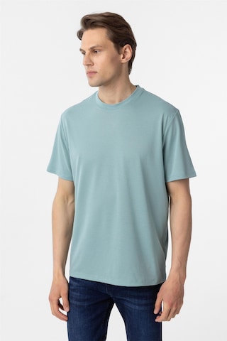 Süvari Yeşil Slim Fit Armürlü Bisiklet Yaka Tişört