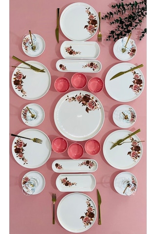 Pink Rose Model 6 Kişilik 23 Parça Kahvaltı Takımı Pembe