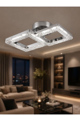 LumiaLighting Yakamoz Model 2"li Gümüş 3 Renk Modu Ledli Modern Tavana Sıfır Salon Mutfak Çocuk Yatak Odası Led Avize