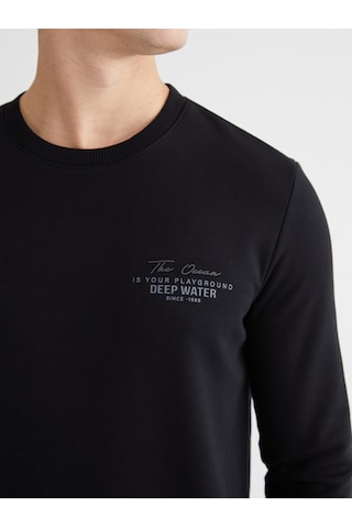 Lcwaıkıkı Classic Siyah Bisiklet Yaka Erkek Kalın Sweatshirt