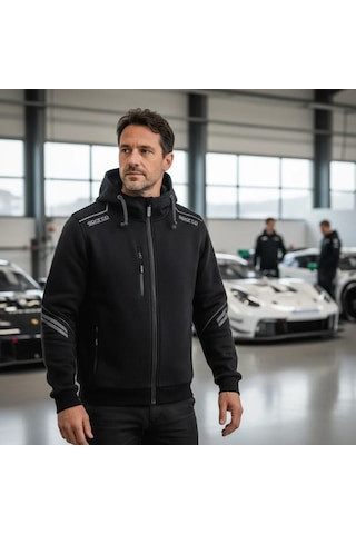 Sparco Colorado Fermuarlı Kapüşonlu Sweatshirt Siyah L Siyah