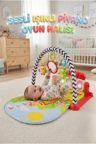 Tıfıl Toys 4'ü 1 Arada Müzikli Bebek Oyun Halısı ve Piyano Seti Eğitici Melodi Çalan Işıklı Oyun Halısı