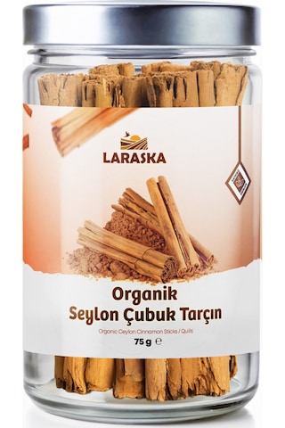 Organik Seylon - Seylan Çubuk Tarçın 75g- Organic Ceylon Cinnamon Sticks 75g Cam