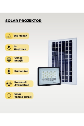 60w Solar Projektör Ip67 Beyaz Işık Su Geçirmez - Dış Mekan 1 ADET