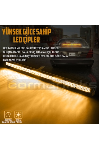 Off Road Lambası Cree 90cm Turuncu 32 Led 160w Kumandalı Çakar İkaz Lamba