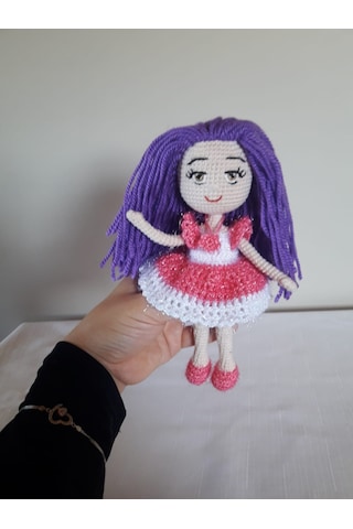 Amigurumi Mor Saçlı Minik Kız Bebek