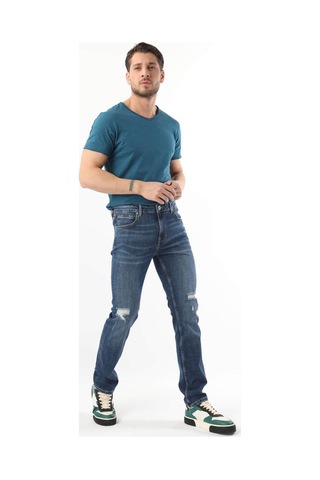 Erkek Dizi Yırtık Jean Pantolon Mavi 001